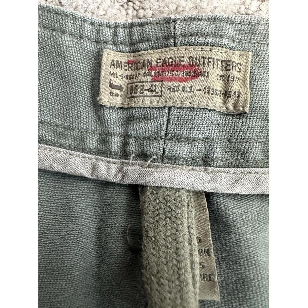 Vintage Y2K American Eagle Cargo Pants Womens 4 Olive Green Utility Split Hem - Picture 7 of 9